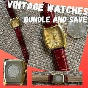 Trendy Vintage Invicta Gold Case and Face with Leather Band